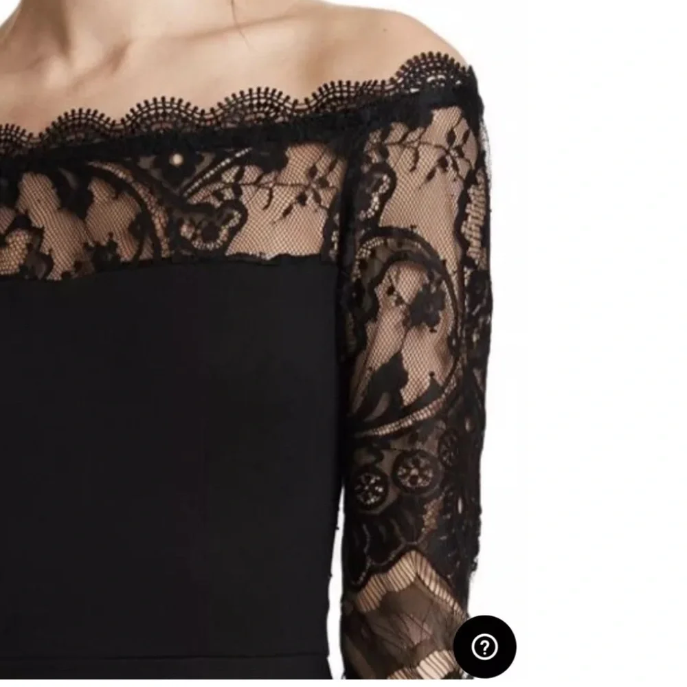 NWT BB DAKOTA Lace Off the Shoulder Black Knee Length Dress - Picture 4 of 14